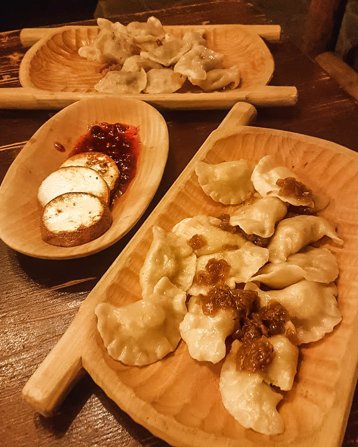 Traditional Pierogi - Polish dumplings and Oscypek, Zakopane in Winter